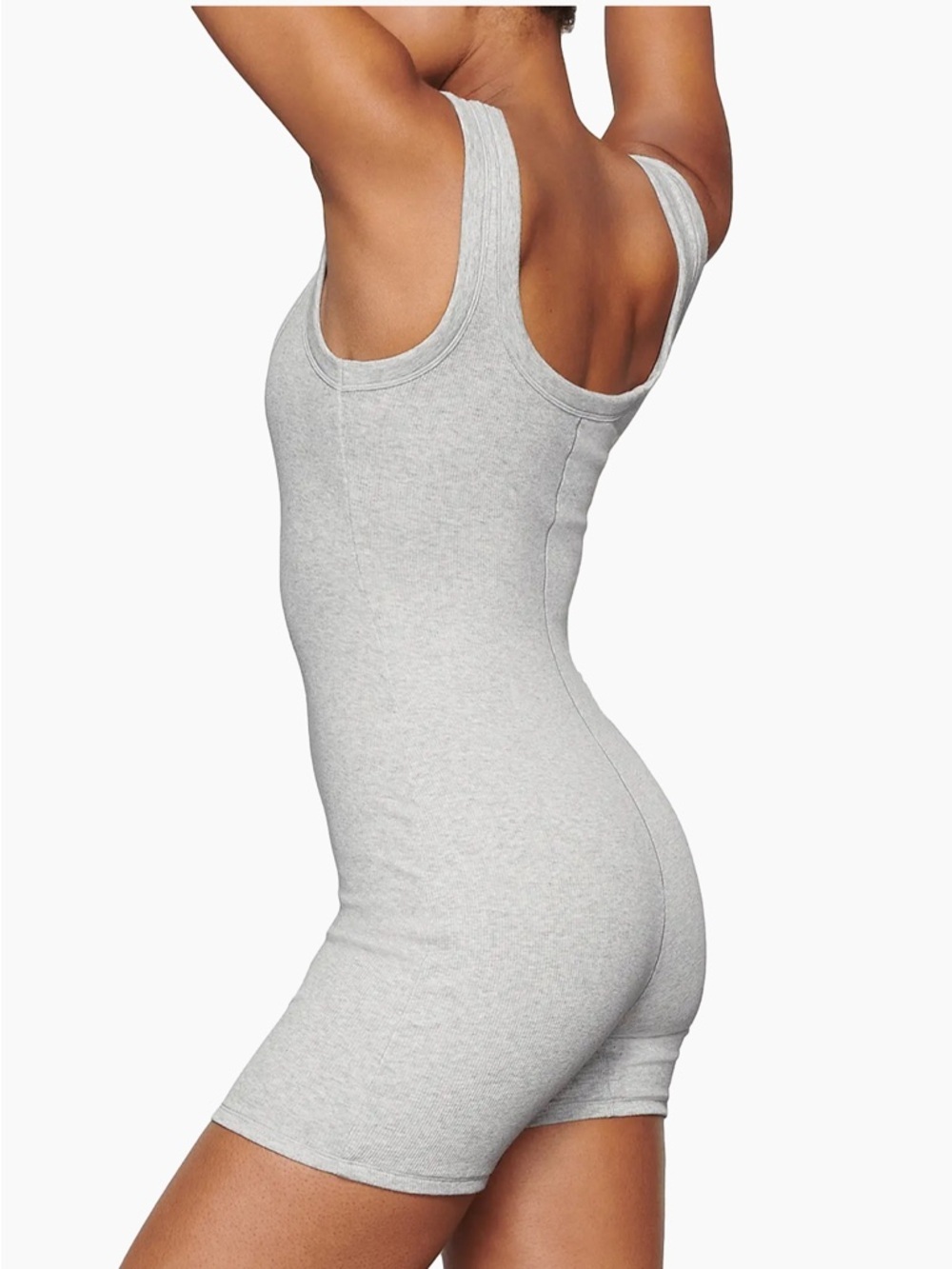Skims Cotton Rib Onesie Bodysuit Grey - Picture 2 of 8